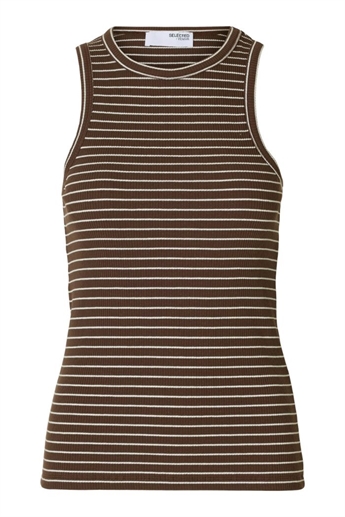 Anna, o-neck tank top, Chestnut & snow white